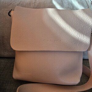 Calma Shoulder Bag Textured Leather Flap Crossbody - Pink
